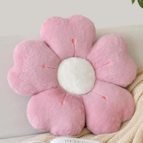 Vista 13 de Almohada en forma de flor, lindas almohadas decorativas con suave pelaje de conejo para sofá, cama, silla y suelo, almohadas de Navidad, cojines