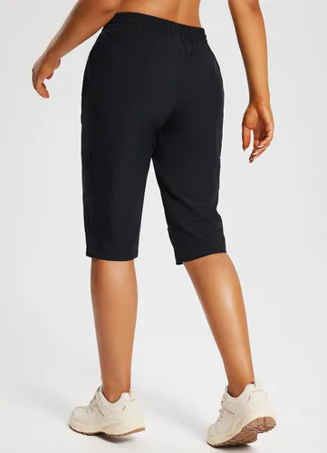 Vista 2 de BALEAF Pantalones cortos de 15 pulgadas de largo para mujer, pantalones cortos capri por debajo de la rodilla, ligeros, de secado rápido, cintura