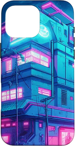 Vista 19 de Funda Vaporwave para iPhone 16 Cyberpunk House