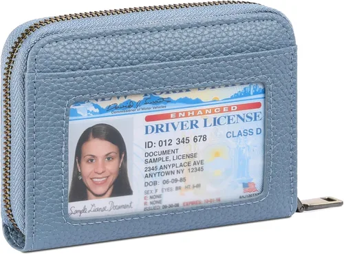 Vista 19 de SENDEFN Cartera de cuero para mujer, con bloqueo RFID, pequeñas carteras compactas, titular de la tarjeta de crédito con ventana de identificación