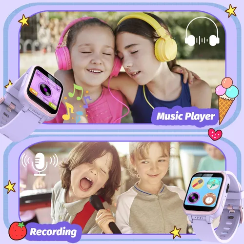 Vista 14 de Reloj inteligente para niños con juegos de rompecabezas, pantalla táctil HD, cámara de video, reproductor de música, podómetro, reloj despertador