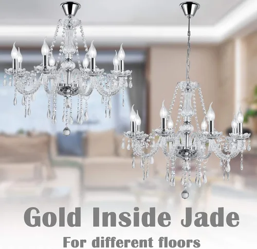Vista 4 de Candelabros de cristal con 8 luces modernas, lámpara colgante de techo para comedor, sala de estar, dormitorio, pasillo, entrada, decoración