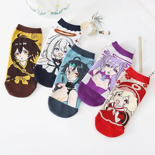 Vista 4 de Calcetines de anime para mujer, 5 paresset Anime Cosplay Ropa Anime Merch