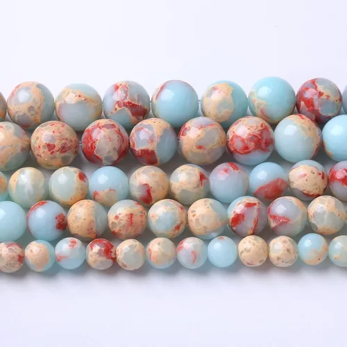 Vista 28 de 36 piezas de cuentas sueltas de espacio de jade de epidoto verde y rojo natural de 10 mm, cuentas redondas para hacer joyas DIY, collares, pulseras