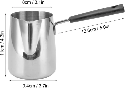 Vista 2 de Olla de café turco, 20.3 fl oz/20 onzas, cafetera turca, cafetera árabe, jarra de espuma de leche, calentador de leche, tetera turca, jarra de café