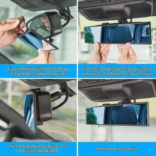 Vista 6 de JOYTUTUS Espejo retrovisor, universal de 11.81 pulgadas, panorámico, convexo, retrovisor interior con clip, espejo gran angular para reducir