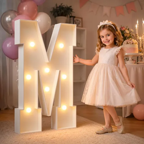 Vista 41 de imprsv Letras iluminadas grandes de 3 pies, letras iluminadas de marquesina para fiesta de cumpleaños (3 pies, letra y )