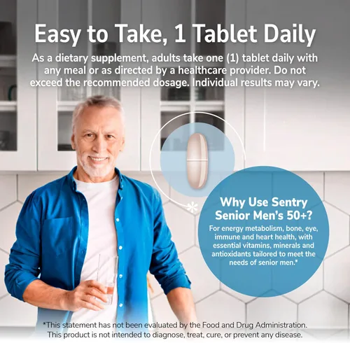 Vista 6 de 21st Century Sentry Senior Men 50Plus Tabletas, color blanco, sin perfume, 100