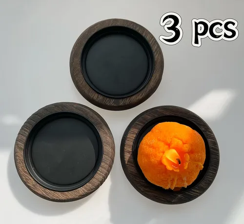 Vista 7 de Portavelas de madera natural, 3 unidades, decoración de granja, bandeja de velas de pilar de madera para centro de mesa, bandeja decorativa pequeña
