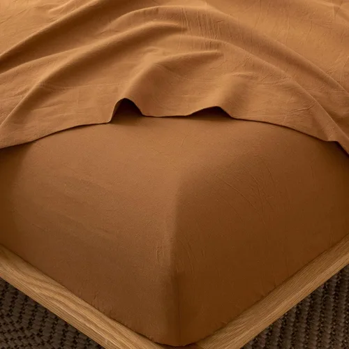Vista 51 de MooMee Sábana bajera ajustable de solo 100% algodón lavado con textura parecida al lino, transpirable, duradera, suave, cómoda, bolsillo profundo