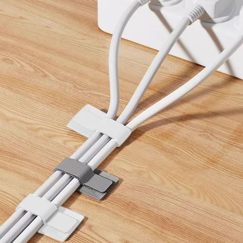 Vista 5 de 80 bridas de gancho y bucle, correas autoadhesivas de gancho y bucle, organizador de cables con parte trasera adhesiva, soporte ajustable para 40