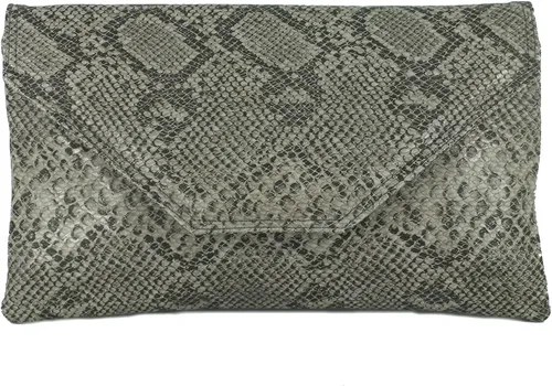 Vista 3 de LONI Bolso de embrague de piel de serpiente falsa con estilo grande para mujer