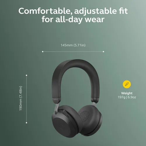 Vista 6 de Auriculares inalámbricos Jabra Evolve2 75 para PC con tecnología de 8 micrófonos - Auriculares estéreo de espuma dual con cancelación activa