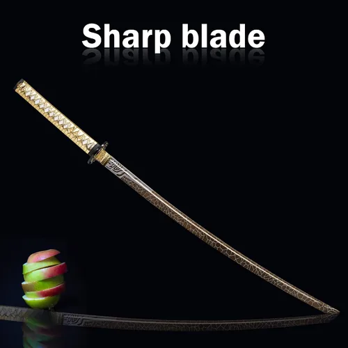 Vista 4 de Samurai Katana Espada Real - Hoja de acero al carbono 1060 forjada a mano con endurecimiento tradicional y espiga completa, para regalo, cosplay