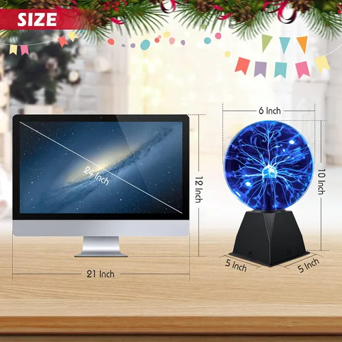 Vista 8 de Flashmen Lámpara de bola de plasma de 6 pulgadas, juguete científico sensible al tacto y al sonido, globo de plasma extra grande