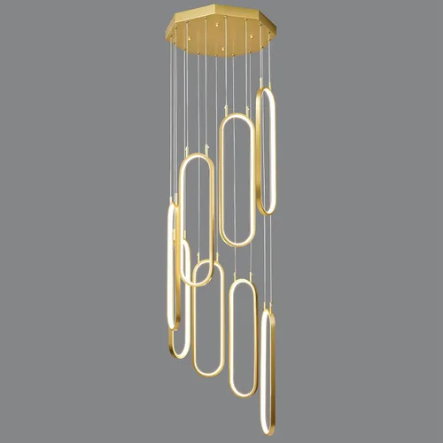 Vista 8 de Lámpara colgante de cocina moderna con 2 anillos, lámpara colgante ovalada para cocina, isla, dormitorio, sala de estar, comedor
