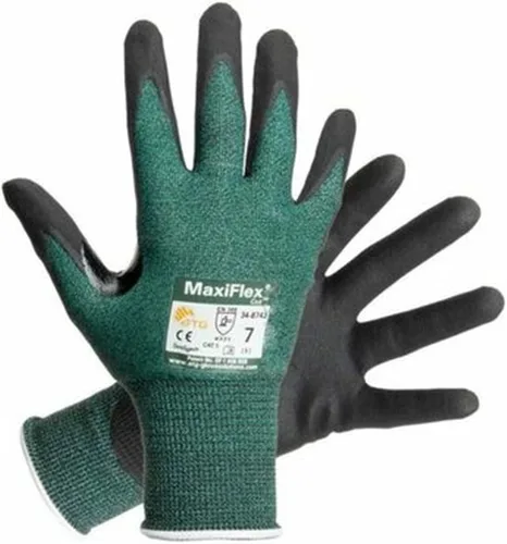 Vista 2 de MaxiFlex 34-8743 Guantes de nitrilo resistentes a los cortes Guantes de nitrilo verde de trabajo