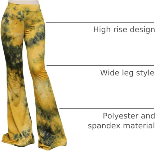 Vista 9 de ShopMyTrend - Pantalones de yoga largos con piernas anchas y acampanadas estilo palazzo, con cintura alta, para mujer