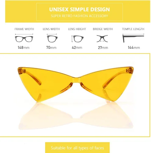 Vista 2 de OLINOWL Gafas de sol sin montura triangular una pieza gafas de sol transparentes de color para mujeres y hombres