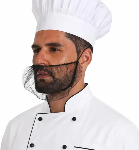 Vista 2 de Honeycomb Beard Nets Disposable, Breathable Heavy-Duty Nylon Beard Covers for Food Safety & Restaurant