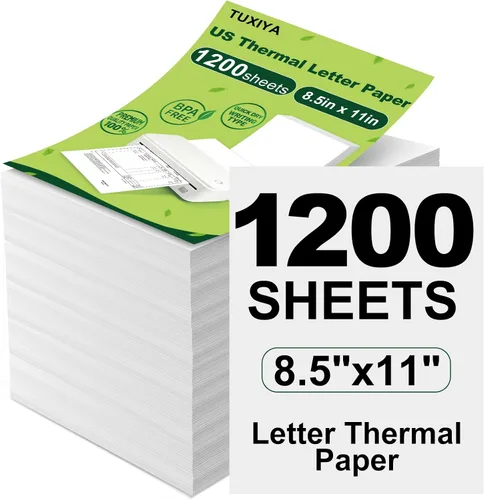 Vista 9 de TUXIYA 200 hojas de papel para impresora térmica de 8.5 x 11 pulgadas
