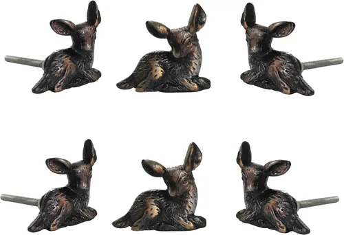 Vista 20 de Perilla Home Juego de 4 pomos antiguos – Zorro dormido decorativo – Asas de hierro artístico de diseñador – para tiradores de gabinete