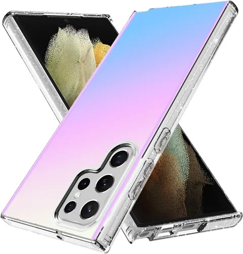 Vista 11 de Funda compatible con Samsung Galaxy S23, con purpurina brillante láser azul rosa ultra transparente a prueba de golpes para Samsung Galaxy S23
