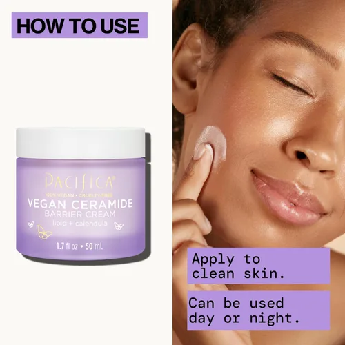 Vista 8 de Crema Facial Pacifica - Crema de Barrera de Ceramida Vegana con Niacinamida y Manteca de Karité - Hidratante Crema Facial Diaria Libre de Fragancia