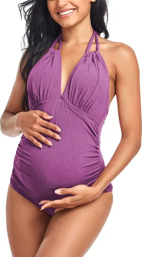 Vista 4 de EastElegant Trajes de baño de maternidad de una pieza con cuello en V traje de baño de embarazo