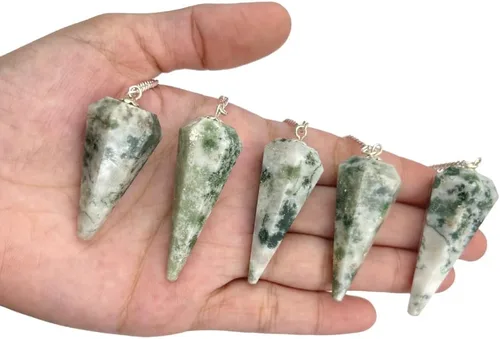 Vista 37 de WholesaleGemShop Péndulo facetado de cristal de piedras preciosas naturales