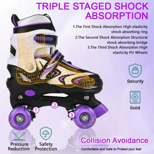 Vista 5 de Patines ajustables para niños pequeños y adultos, ruedas iluminadas, 4 tamaños