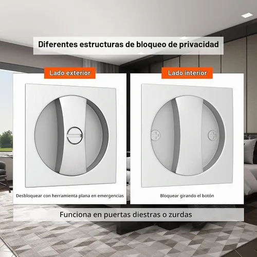 Vista 3 de Haidms Accesorios de puerta de bolsillo de níquel cepillado, cerradura de puerta de bolsillo cuadrado, manijas de puerta de bolsillo de aleación