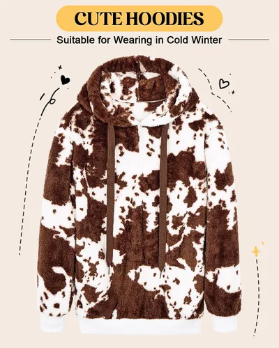 Vista 70 de Century Star Sudadera deportiva mullida de vellón con capucha para mujer de talla extragrande con bolsillos