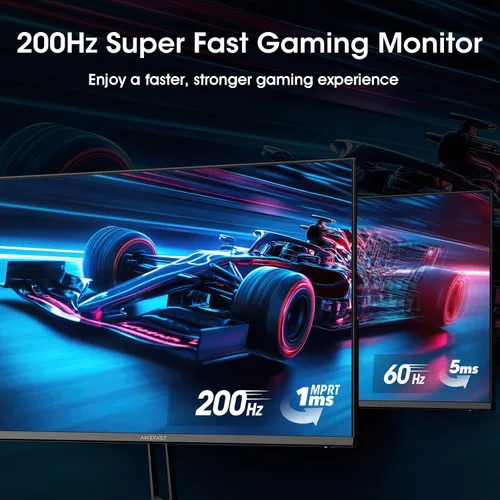 Vista 2 de Amzfast - Monitor de juegos de 24 pulgadas 180Hz 200Hz FHD 1080p, monitor de computadora, sincronización adaptativa de 1 ms, 3000:1, pantalla HDR