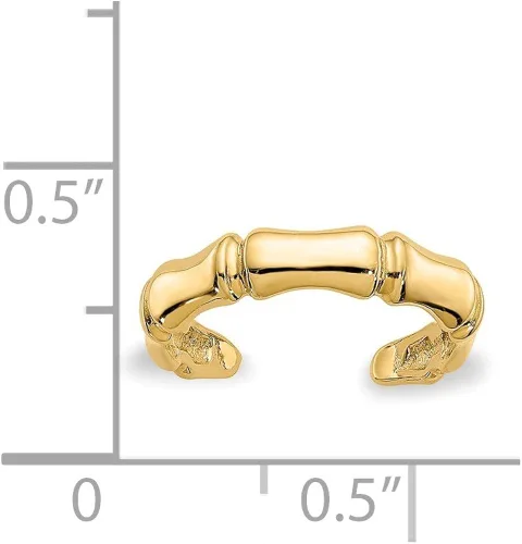 Vista 5 de Anillo de dedo del pie de bambú de oro amarillo sólido de 14 quilates ajustable, Metal