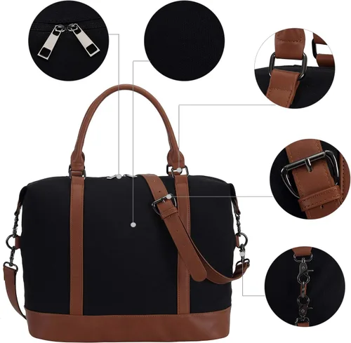 Vista 29 de BLUBOON Bolsas de viaje con cremallera, bolsa de lona para mujer, bolsa de fin de semana para mujer, bolsa de lona para llevar en la bolsa de lona