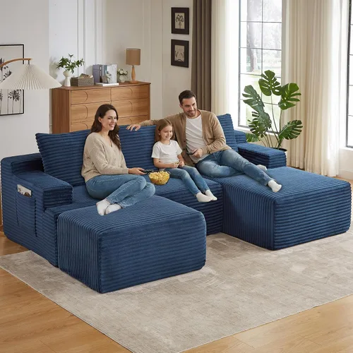 Vista 82 de Lakifun Sofá en Forma de L de 107" con Otomana, Seccional Modular Moderno Sofá Cómodo en Forma de U Nube, Asiento Profundo, Chaise Longue Cama