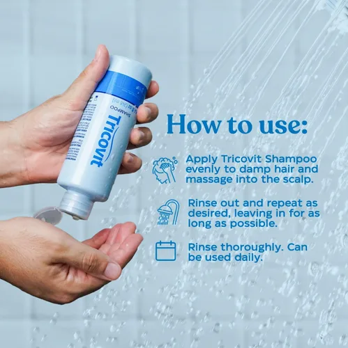 Vista 4 de Tricovit Champú para el crecimiento del cabello para mujeres y hombres, tratamiento del cuero cabelludo para adelgazamiento del cabello, regula