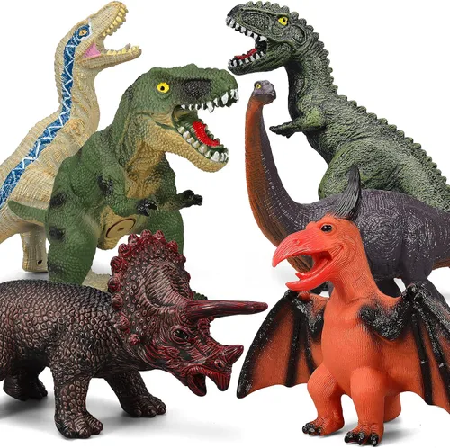 Vista 5 de Gzsbaby 6 juguetes de dinosaurio jumbo para niños de 3 a 5 años y niños pequeños, juguetes de dinosaurio grandes y suaves para los amantes – regalos
