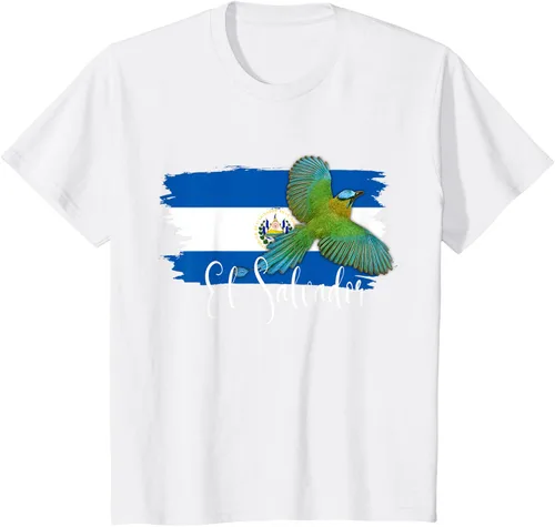 Vista 28 de Camiseta con la bandera de El Salvador, mapa de El Salvador, camiseta de Salvador para mujer, Negro