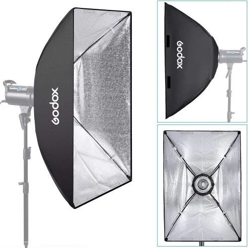 Vista 3 de GODOX 20 "x 28"/ 50 cm x 70 cm Paraguas Rectángulo Portátil Reflector para estudio Fotografía Speedlite Flash (50X70cm Softbox)