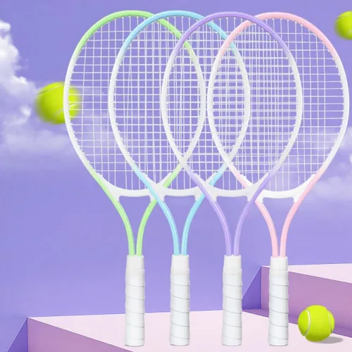 Vista 3 de Raqueta de tenis infantil para 2 jugadores, adecuada para principiantes, raqueta ligera de 27 pulgadas para niños, adecuada para niños y niñas