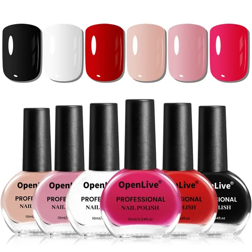 Vista 14 de OpenLive - Juego de 12 esmaltes de uñas con 10 combinaciones de colores, 2 esmaltes base y de capa superior, esmalte de uñas de secado rápido