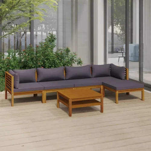 Vista 24 de Juego de 5 piezas para patio con cojín, juego de muebles de sofá, resistente a la intemperie, adecuado para uso en exteriores, requiere montaje Gris
