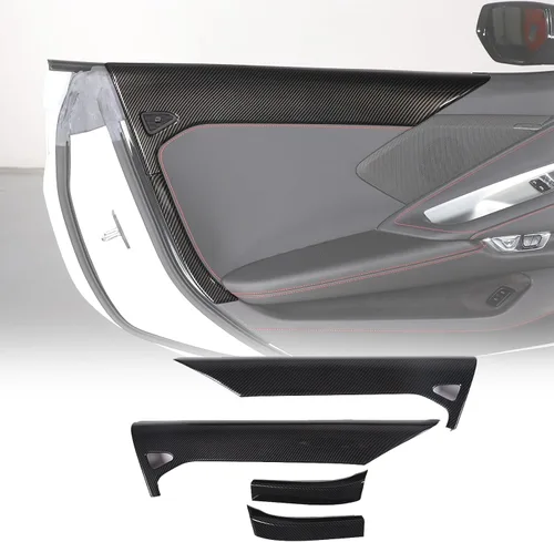 Vista 9 de Cubierta de panel interior de puerta compatible con Chevrolet Corvette C8 Stingray 2020-2024, decoración de marco de panel superior de puerta Azul