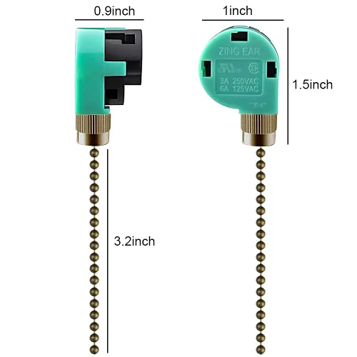 Vista 2 de Paquete de 2 interruptores de cadena para ventilador de techo, cable universal con cremallera de 3 velocidades de control de 4 cables ZE 268S6