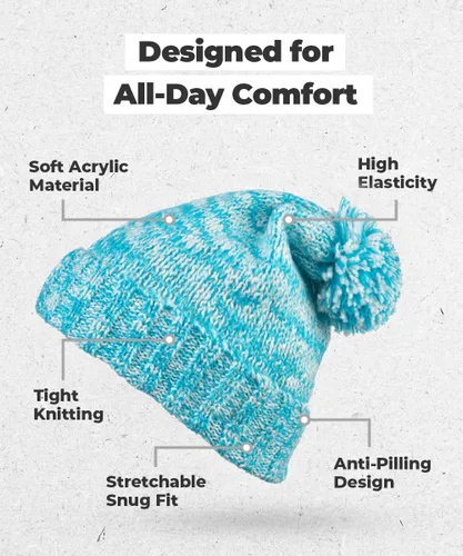 Vista 4 de Revony Acogedor gorro navideño con pompón, holgado y de gran tamaño para mujer, cálido y suave