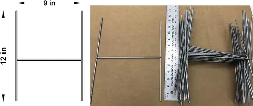 Vista 4 de Estaca de metal de 100 letreros, 12 pulgadas de alto y 9 pulgadas de ancho, uso con letreros corrugados de 0.157 in, se envía el mismo día