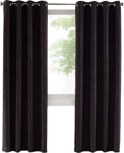 Vista 2 de Loft Living Nova Total Blackout - Cortina de gamuza sintética tejida, 54 x 84 pulgadas, color negro