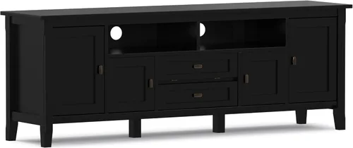 Vista 19 de SIMPLIHOME Warm Shaker - Soporte de TV de madera maciza de 72 pulgadas de Marrón rojizo
